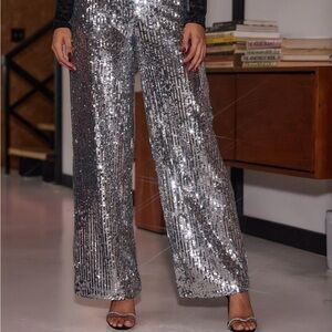 California Dreaming Silver Sequin Trousers × 1